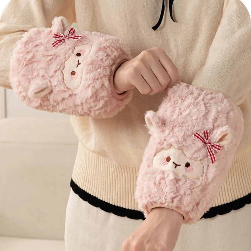 Cute Cartoon Plush Arm Sleeves Cover Women Winter Fluffy Warm Sleeve Protectors Anti-dirty Office Writing Student Accessories