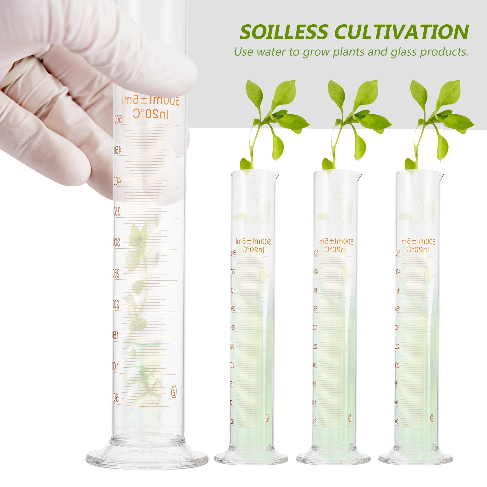 500ml 실험실 유리 눈금 실린더 정확한 스케일 측정 실린더 안정적인 베이스 화학 측정 컵