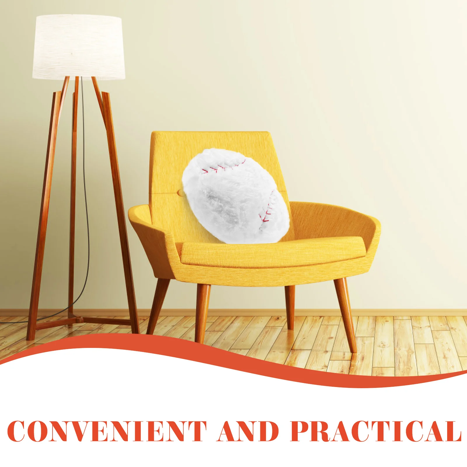 

Baseball Shape Cushion Soft Round Decorative Throw Pillow Comfortable Cozy Ball Cushion for Bedroom Sofa Living Room