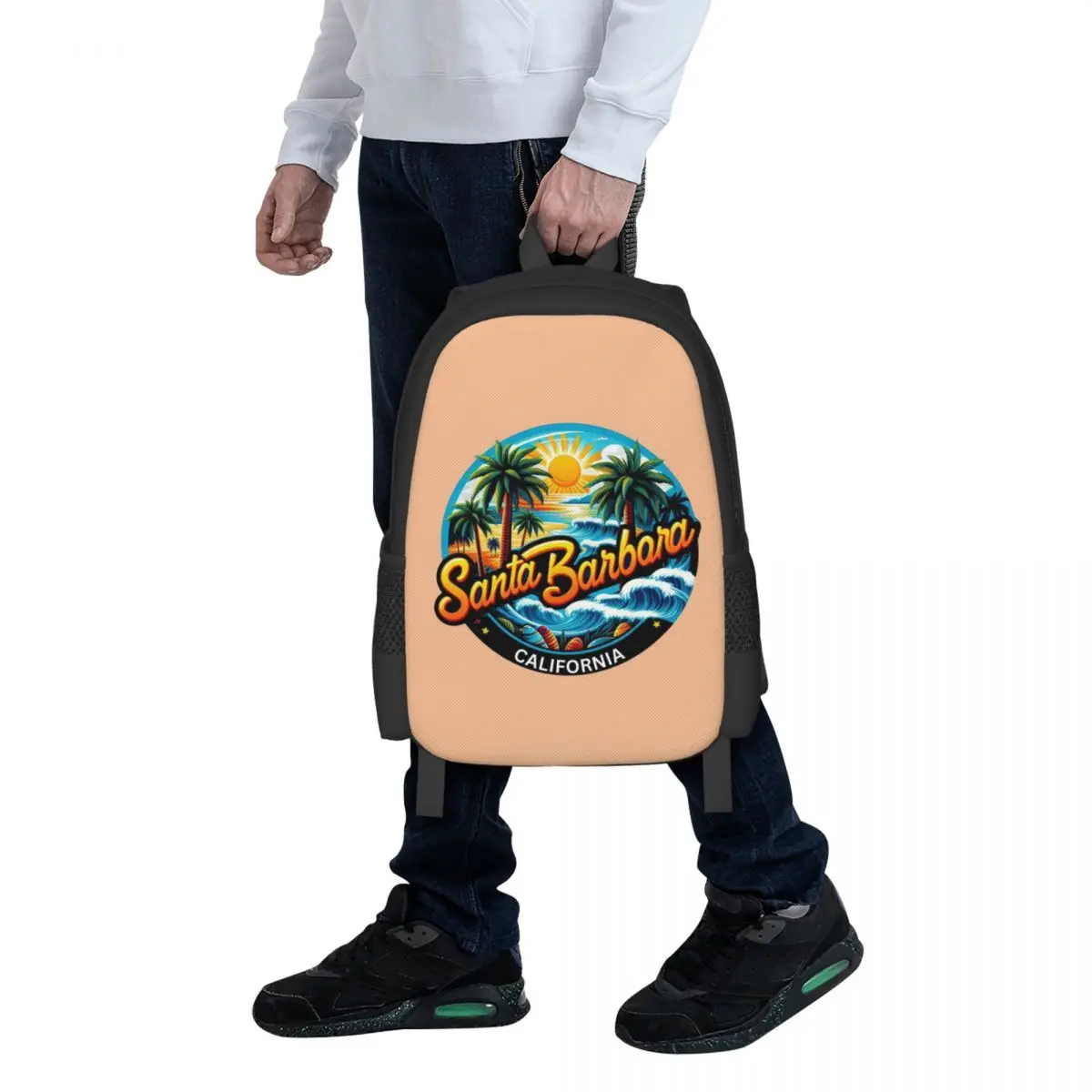 Mochila escolar Santa Bárbara, Califórnia, EUA, mochila escolar para estudantes, mochila de viagem para meninos e meninas, bolsa de ombro fashion
