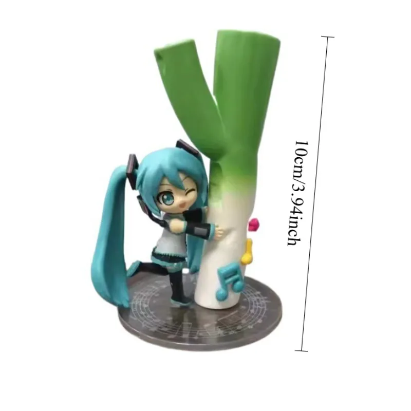 

2025 Hatsune Miku Kawaii Holding Welsh Onion Beautiful Girl Figure Model Statue Collection Desktop Decoration Ornament Gift 10cm