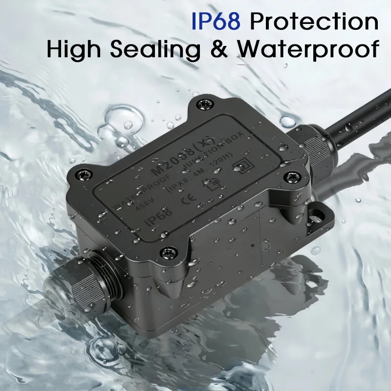 IP68 Waterproof Outdoor Electrical Junction Box, Fast Wiring Cable Connector Terminal Block for Garden LED Light Street Lamp