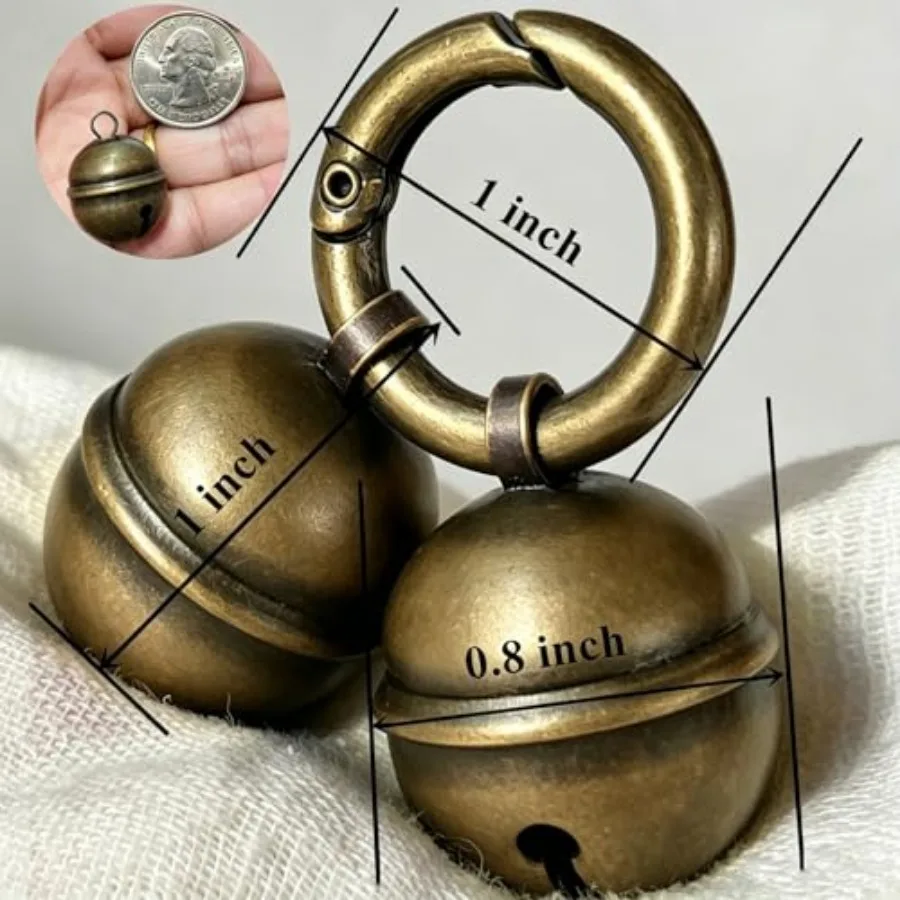 Dog Bells for Pet Tracking, 4 Extra Loud Dog and Cat Bells for Collar copper bells with quick clips, quick lock-in