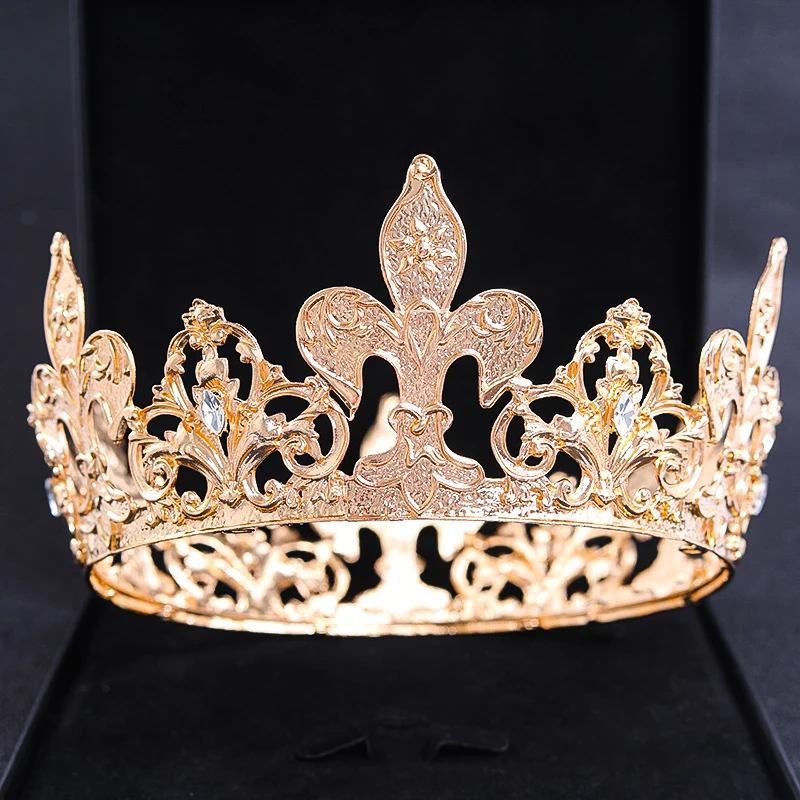 

Круглая корона в стиле барокко, тиара для женщин, вечерние, выпускной, диадема, корона, свадебные аксессуары для волос, ювелирные изделия, корона, тиара, подарок