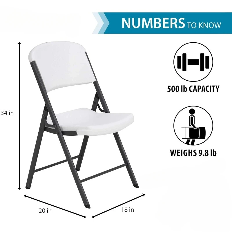 80747 Commercial Grade Folding Chairs, 6 Pack, White Granite