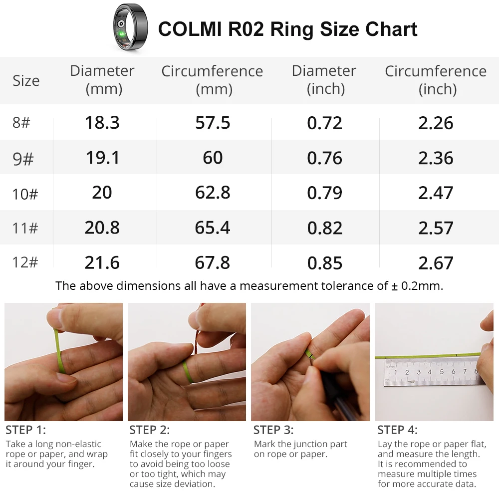 COLMI R02 Smart Ring Guscio in acciaio al titanio di grado militare Monitoraggio della salute Modalità multi-sport impermeabili IP68 e 3ATM