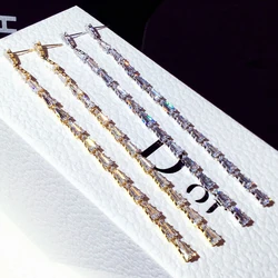 Luxury Temperament zircon Tassel Earrings For Women Tiny Eleagant Strip Earring Exquisite Accessores Jewelry
