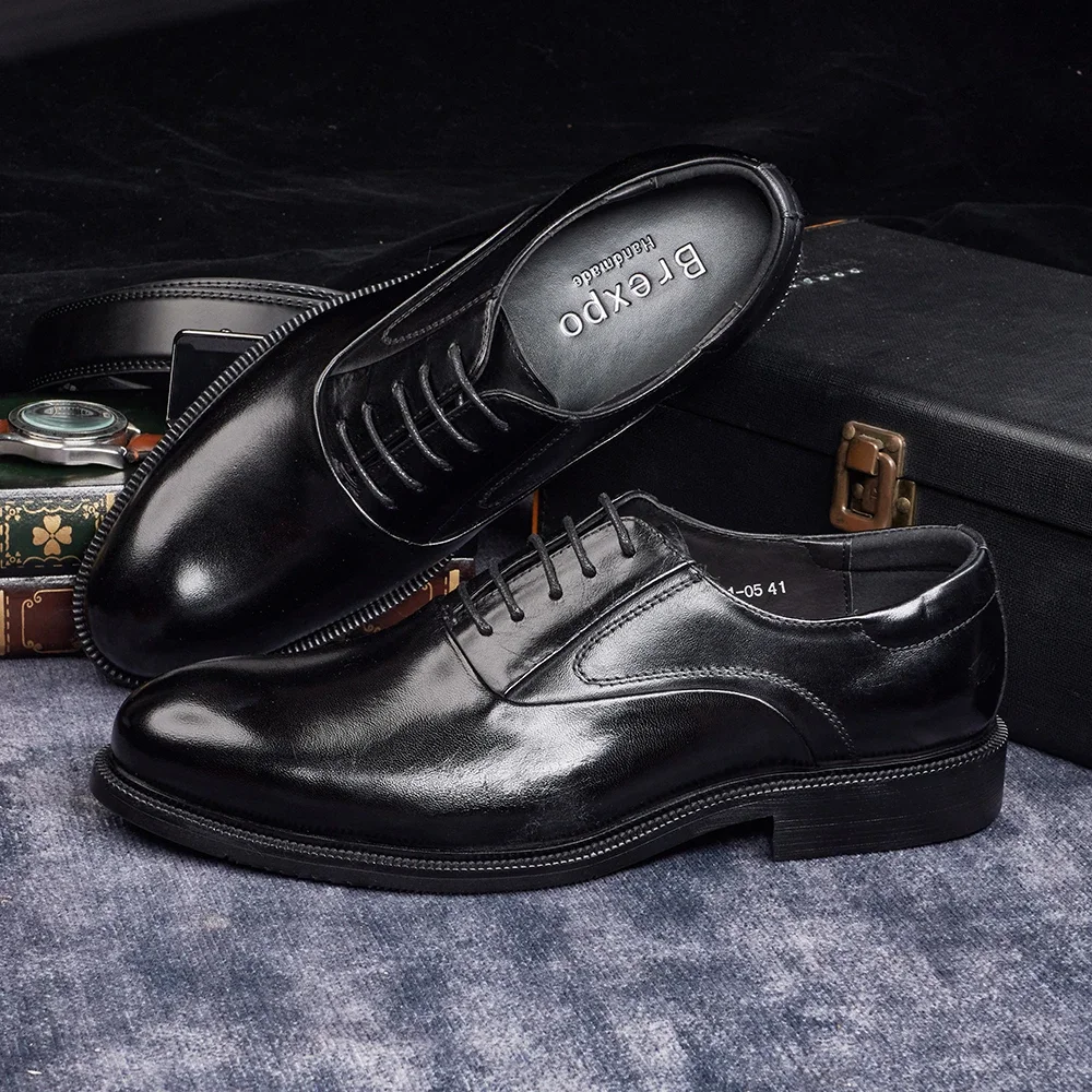 

Men's Business Formal Leather Shoes Brown Low-Top Autumn Wedding Oxford Pointed Office Fashion Colorful Shoes 2025