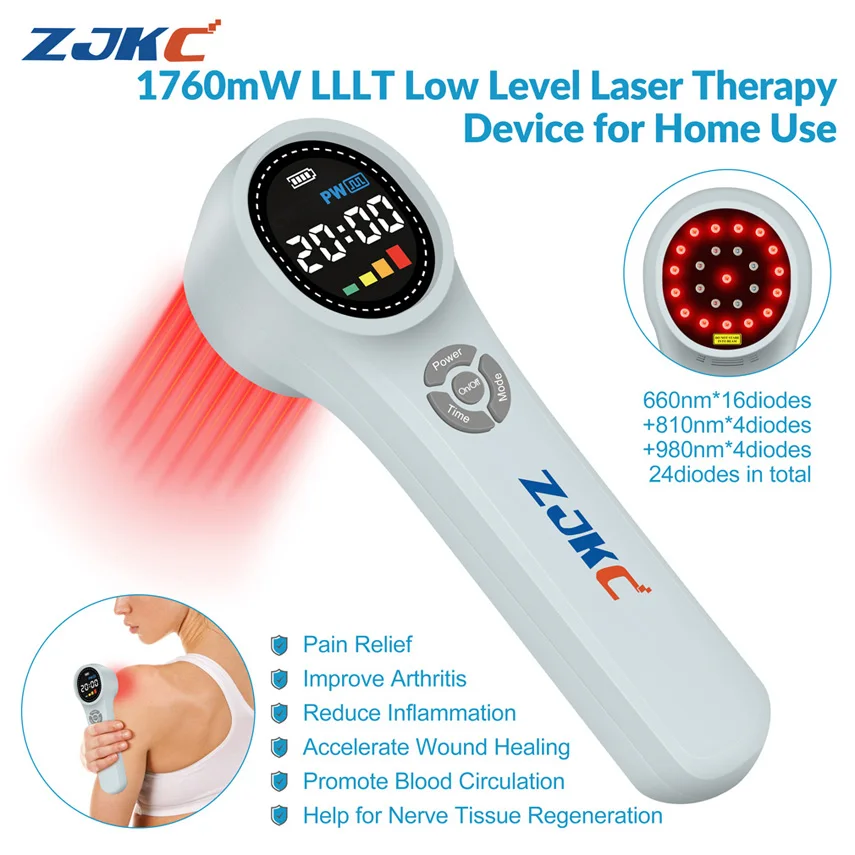 

1760mW LLLLT Cold Laser Therapy Device Red Light Phototherapy Machine for Pain Relief Wound Healing Arthritis 660nm 810nm 980nm