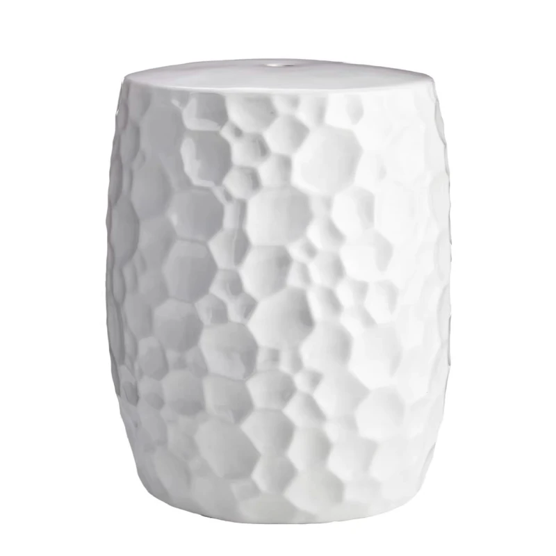 

Handmade Carved Hammer Cylinder Barrel Textured Footstool