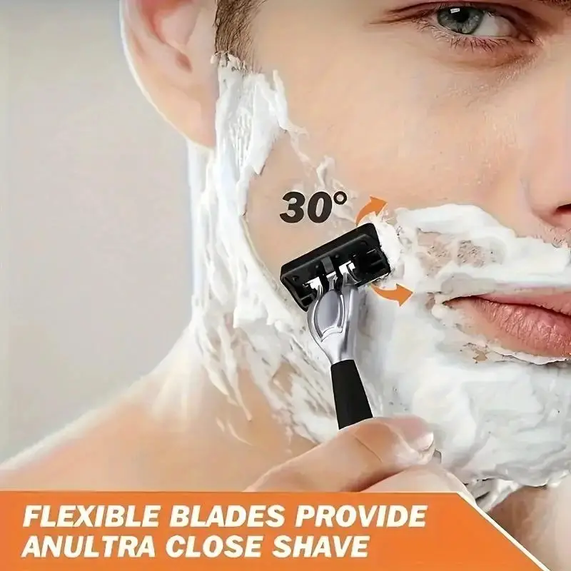 6 Layer Safety Razor Manual Shaver for Men's Shaving And Women's Hair Removal 2 Handle with 30 Blades