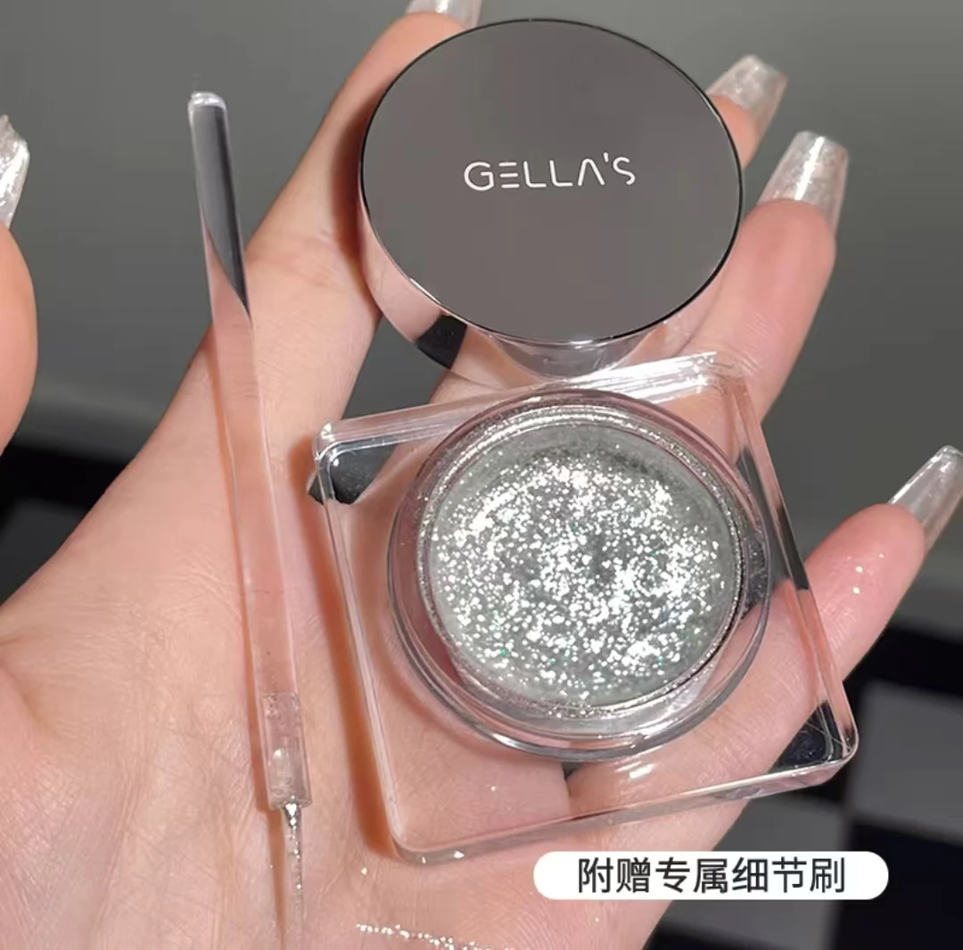Gellas Ombretto liquido Shimmer Pearl Glitter Evidenziatore Diamante monocromatico Illumina Paillettes lucide Trucco ad asciugatura rapida 5g