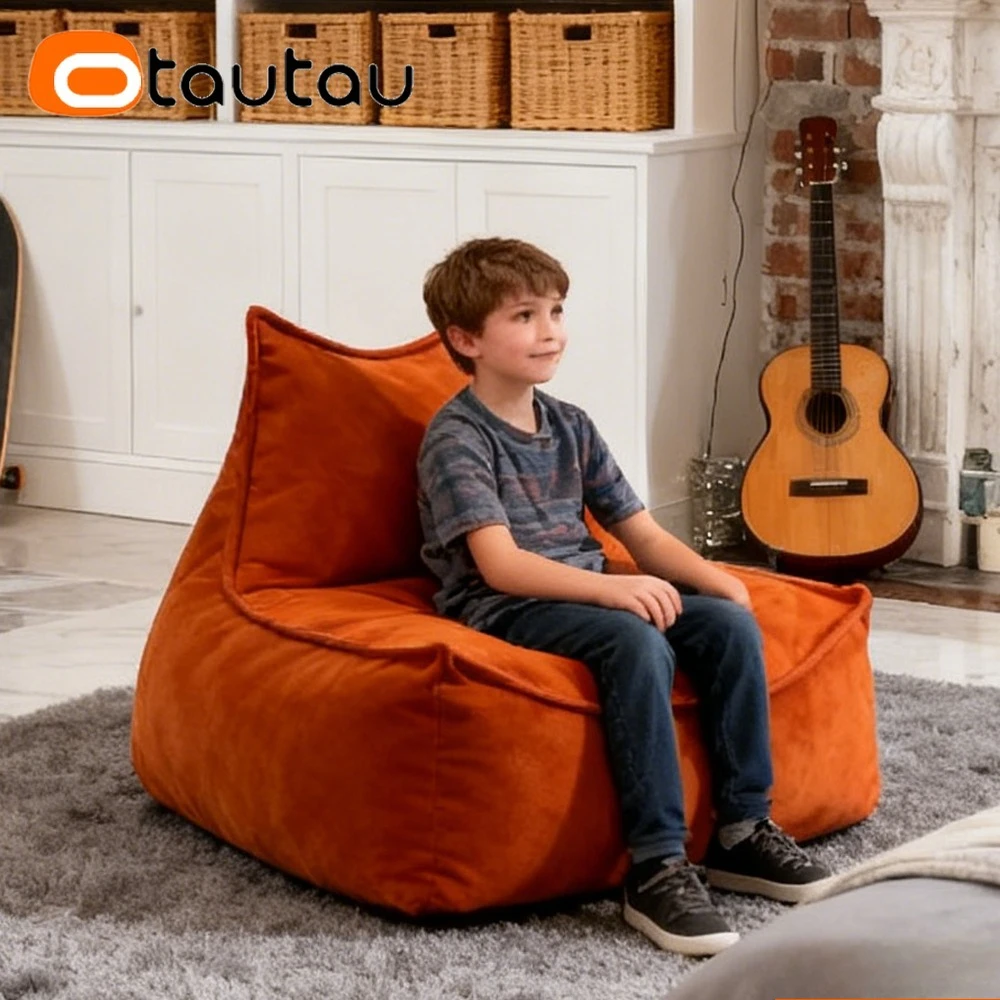 OTAUTAU Children Size M Soft Thick Velvet Bean Bag Cover SF398【No Filler Inside! You Need To Buy Filler By Yourself !】