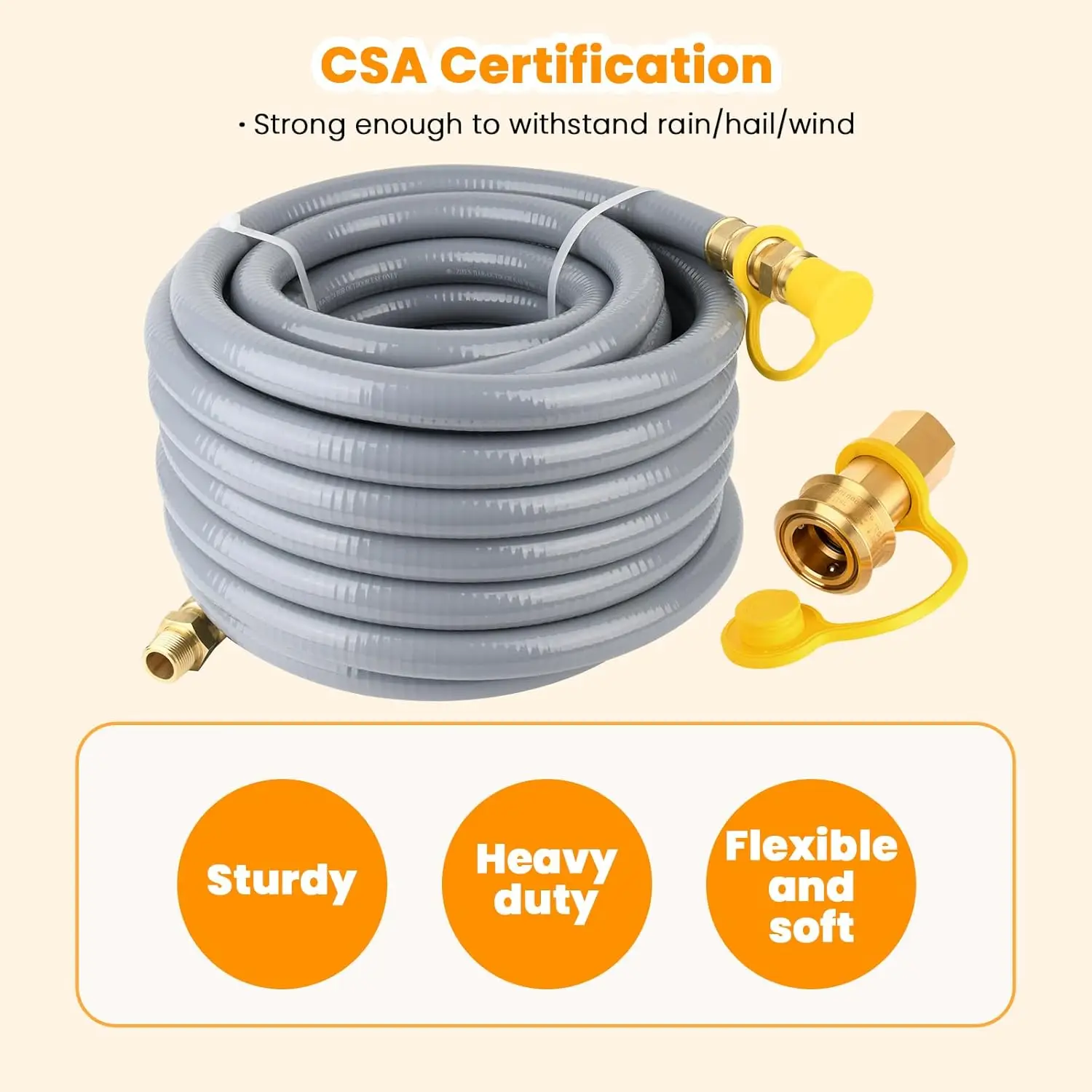 3/4 Natural Gas Hose For Generator 30Ft, Natural Gas Line For Generator, Natural Gas Hose Lp/Ng Hose With Quick Connect