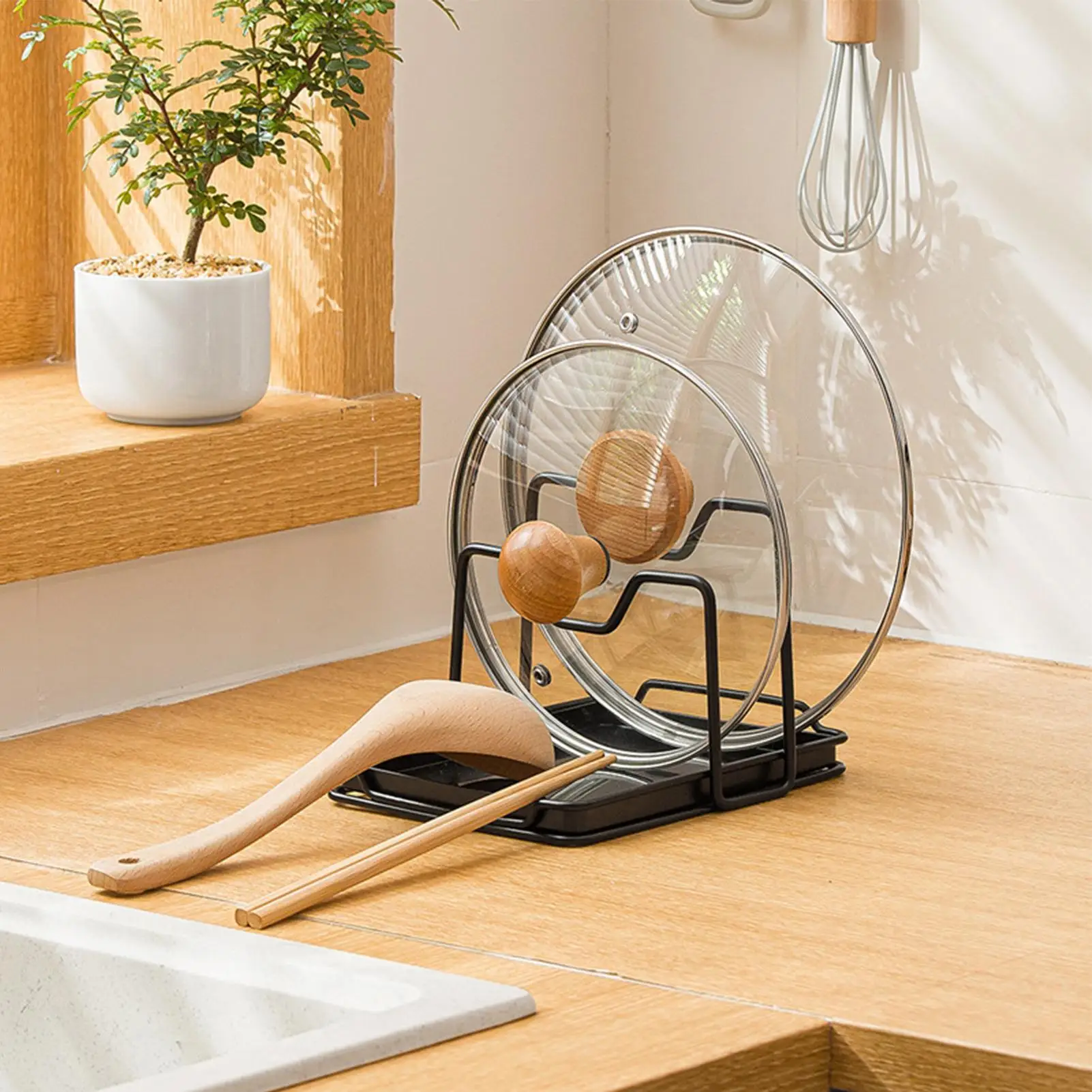 

Pot Lid Organizer Cutting Boards Rack Rustproof Stand Holder Pot Lid Organization Shelves For Dishes Home Utensils Cookware