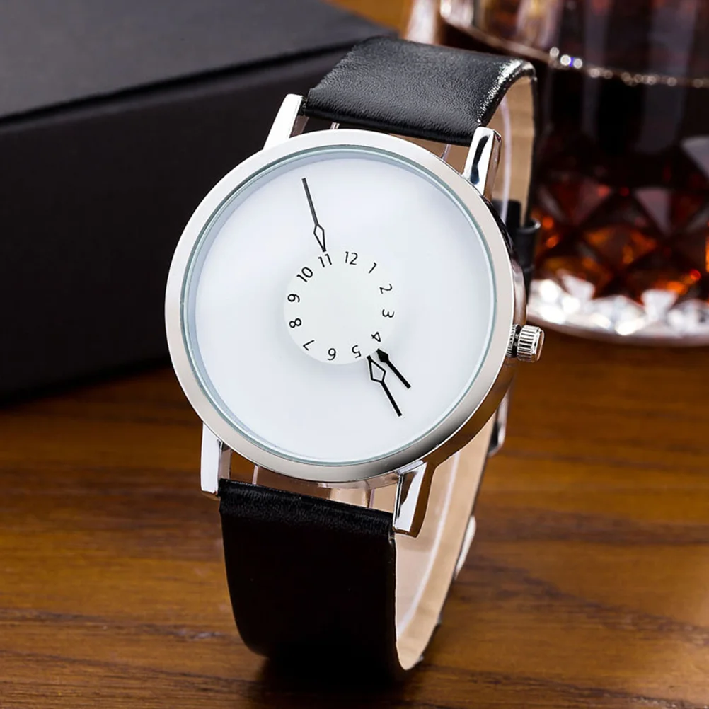 

Simple Casual Student Quartz Watch Waterproof PU Strap Ergonomic Design Clear Digital Scale Wristwatch