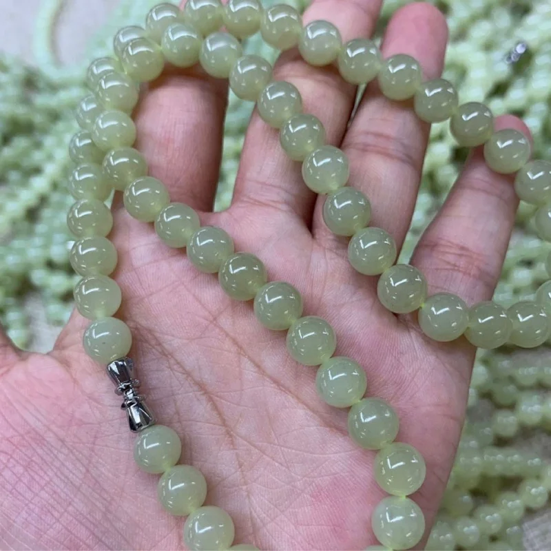 Hetian Jade Yellow Mouth Material 8mm108 Buddha Beads Diy Bead Accessories