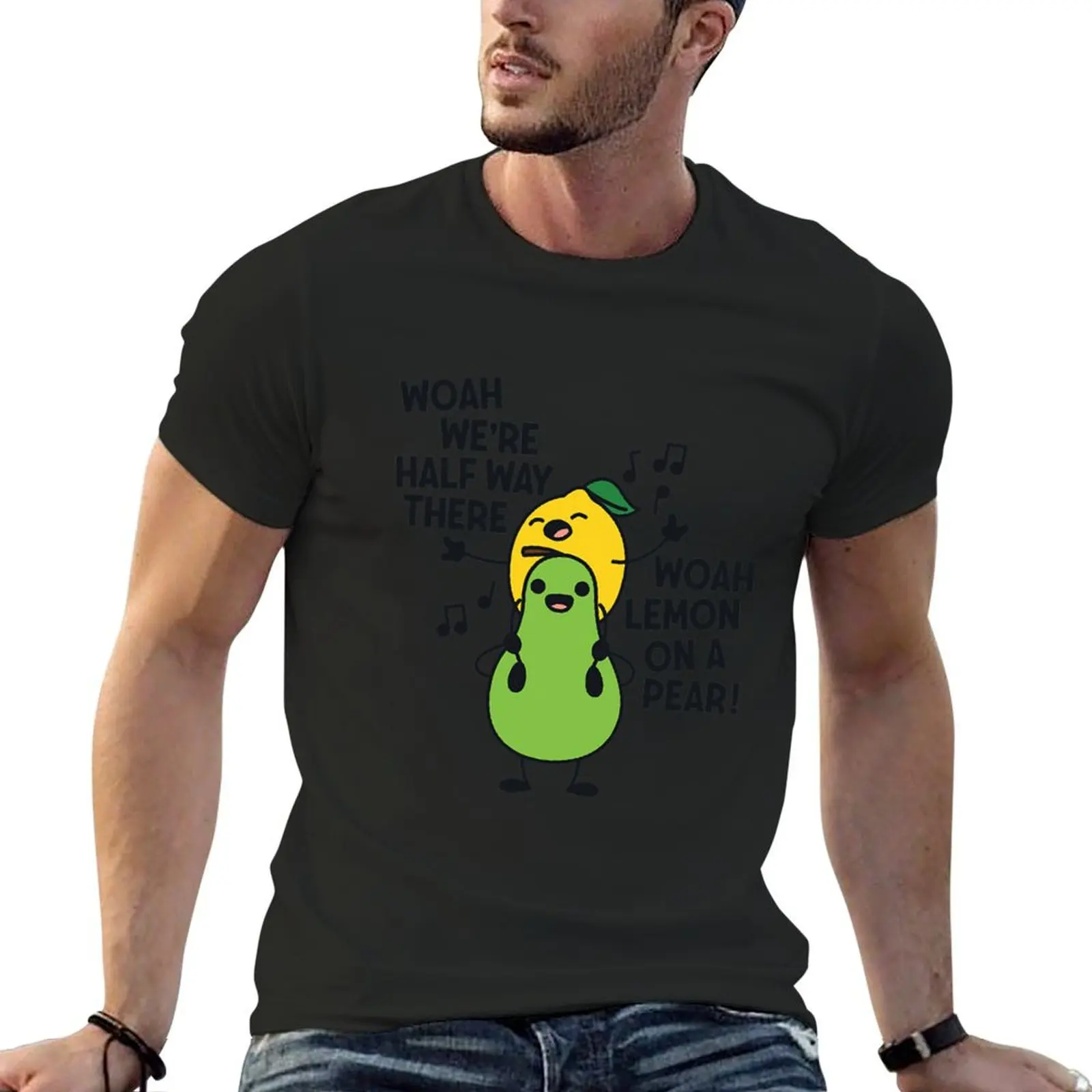 Woah We're Halfway There Woah Lemon on a Pear T-Shirt basketball graphic tees anime figures men clothing