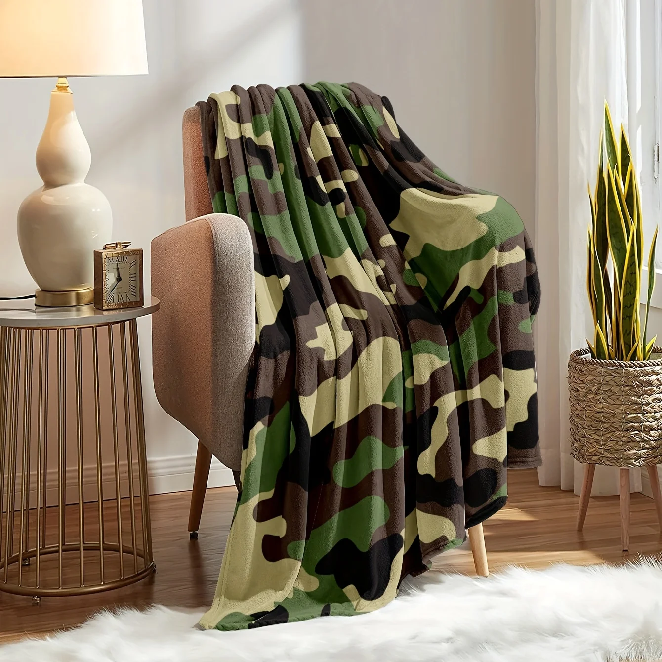 Soft and Cozy Camouflage Print Flannel Blanket for Travel Sofa Bed and Home Decor Perfect Gift for Boys Girls and Adults