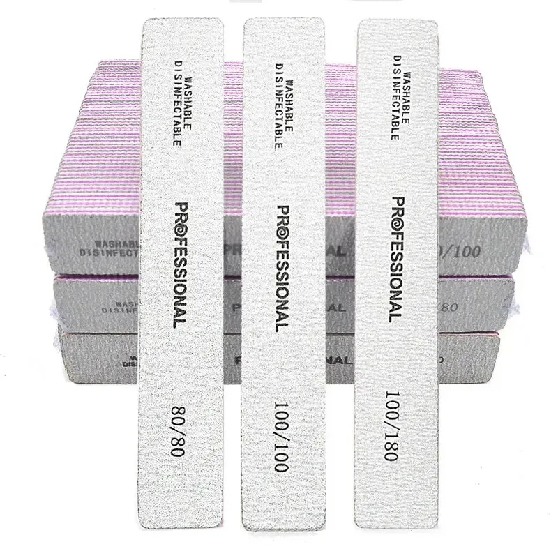 

50 Pcs/Lot Nail Files Professional Sandpaper 80/100/180 Grit Double Side Square Polishing Washable Nails File Manicure Tool Kits