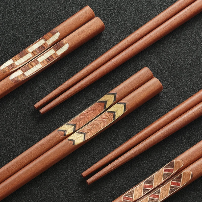 High-grade Cherry Wood Chopsticks Creative Household Wooden Chopsticks Japanese Anti-slip Anti-mold Chopsticks Wooden Tableware