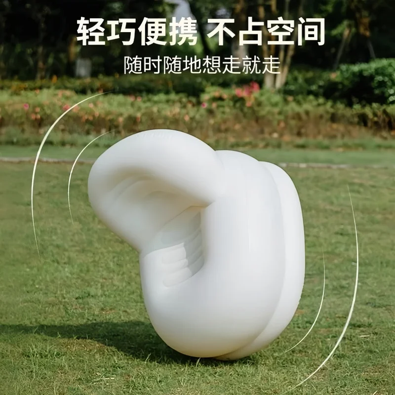 Outdoor Inflatable Lazy Sofa, White PVC Air Chair with Backrest - Portable Waterproof Inflatable Furniture for Terrace Gardens image 6
