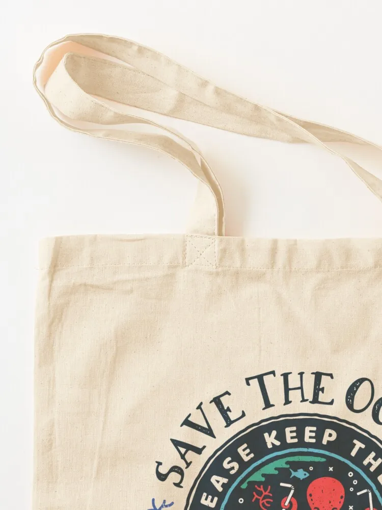 إنقاذ المحيط - يرجى حافظ على البلاستيك البحري مجانًا - حقيبة حمل مشهد الأخطبوط، حقيبة تسوق قابلة لإعادة الاستخدام، حقائب هدايا