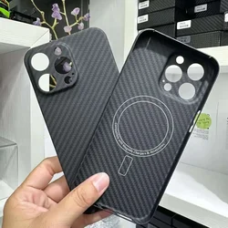 Luxury Magsafe Magnetic Wireless Charge Carbon Fiber For iPhone 15 Pro Max Case Ultra Thin Aramid Fiber Cover For iPhone15 Plus