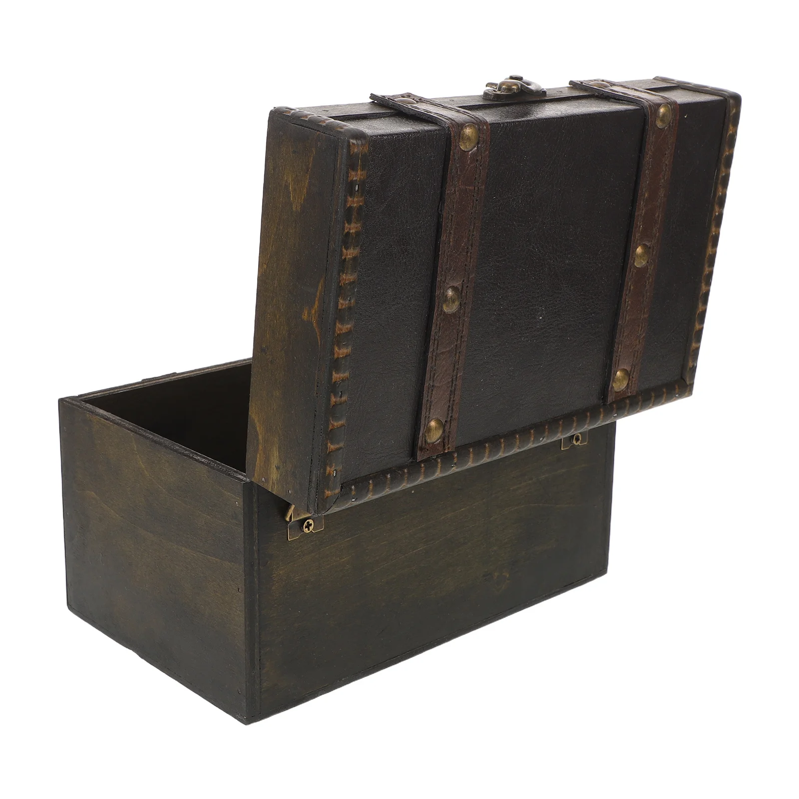 

Винтажный деревянный сундук с сокровищами, темно-коричневый декоративный ящик для хранения ювелирных изделий, портативный пиратский ящик для сувениров, органайзер для безделушек