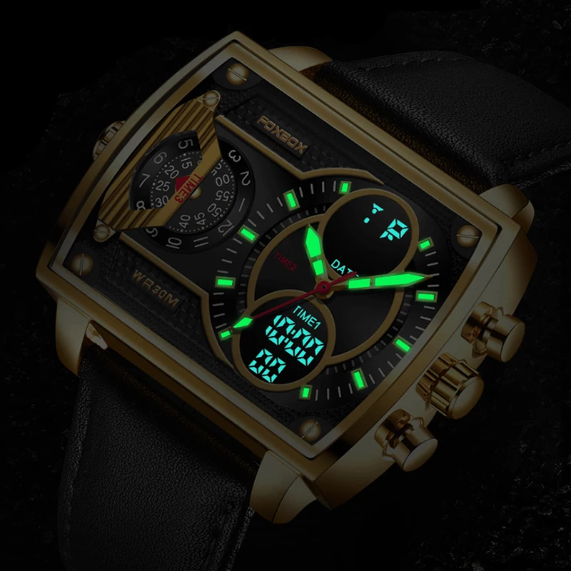 Relogio Masculino Luxury Watches Men Square Digital Sport Creative Clock Man Watch Waterproof Quartz Wristwatch Men Montre Homme