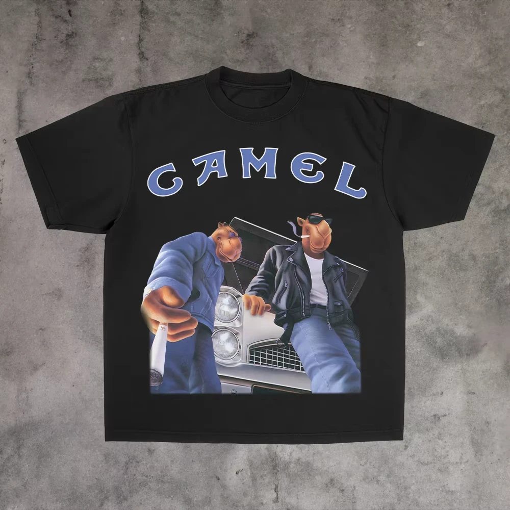 White Vintage 90s Classic Camel Street Trendy Brand T-Shirt Cotton Graphic Tee Men Women Summer Streetwear
