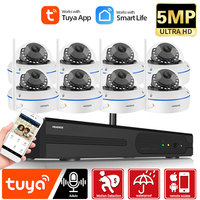 Tuya Smart 8CH 5MP CCTV Video Surveillance System Wireless NVR Kit Outdoor Waterproof Wifi Bullet IP Security Camera Set Audio