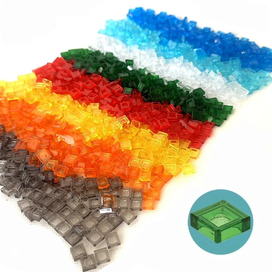 200PCS 1x1 Transparent Klar Bunte Ziegel Flache Fliesen Glatte Bausteine DIY Pädagogisches Kreative Teile Spielzeug für Kinder 3070