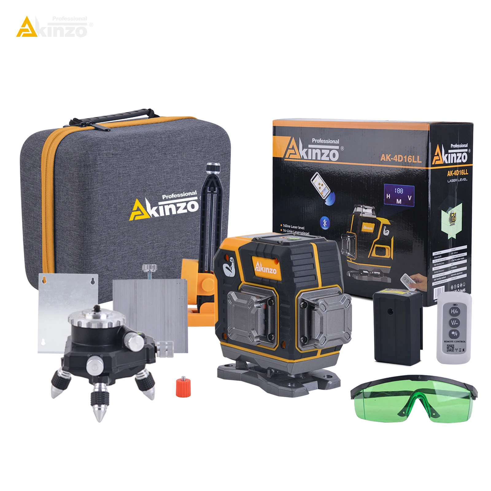 

AKINZO AK-Series 3/4-Plane Green Laser Level 360 3D/4D Lines Self-Leveling Horizontal & Vertical Construction Machine Tool