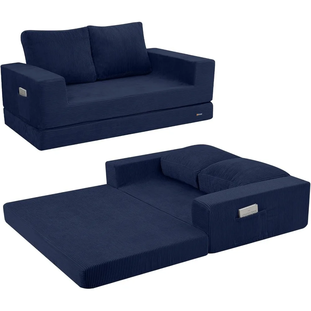 

COMAX Convertible Sofa Bed Queen, Folding Fold Out Couch Bed, Floor Couch Corduroy with Back Pillows, Boneless Sofa Comfy Lounge