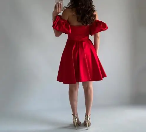 

Women Fashion Dress 2025 Summer Latest Hot Selling New Solid Color Elegant Off - Shoulder Dress,puff Sleeve A - Line Mini Dress