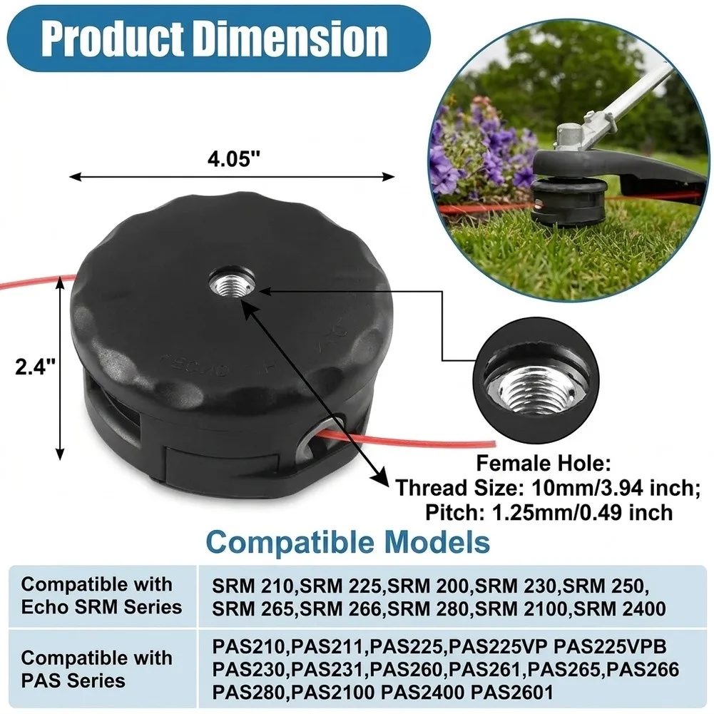 ABS String Trimmer Head for Echo Straight Shaft Units For Models 210 225 230 High Performance Up to 10000 RPM Reliable Fit