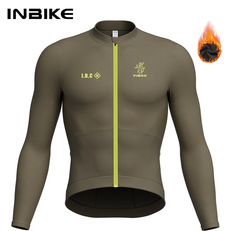 

INBIKE Men's Winter Bike Jersey Thermal Fleece Long Sleeve Cycling Top with Pockets for Cold Weather Bicycle Riding Clothing Man