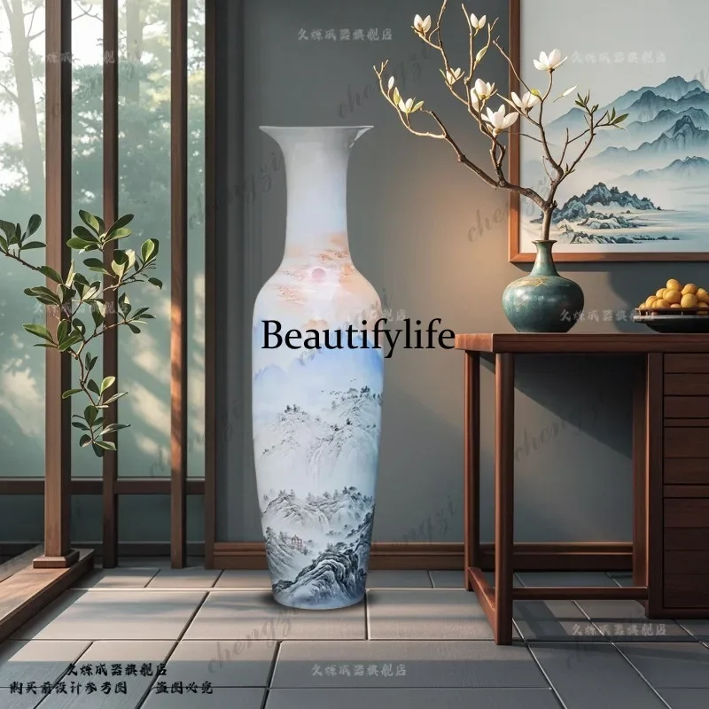 E182 Ceramics are lucky, artistic conception, landscape, large vase, floor-to-ceiling living room, modern decoration ornament