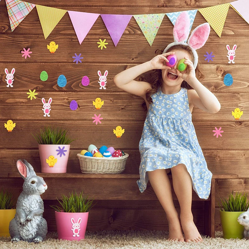 100 SZTUK Naklejki z pianki wielkanocnego królika Jajko króliczka Kurczak rzemiosło Zestaw do scrapbookingu Dekoracja domu Artykuły aktywne. — zdjęcie 7