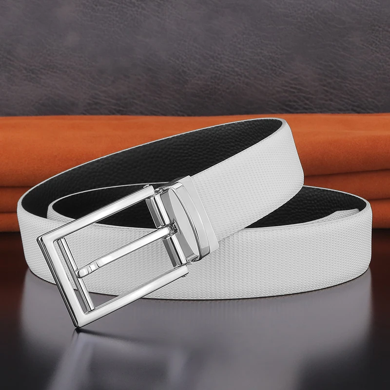 2022 designer white belts men high quality pin buckle genuine leather famous brand young men cowboy casual ceinture homme