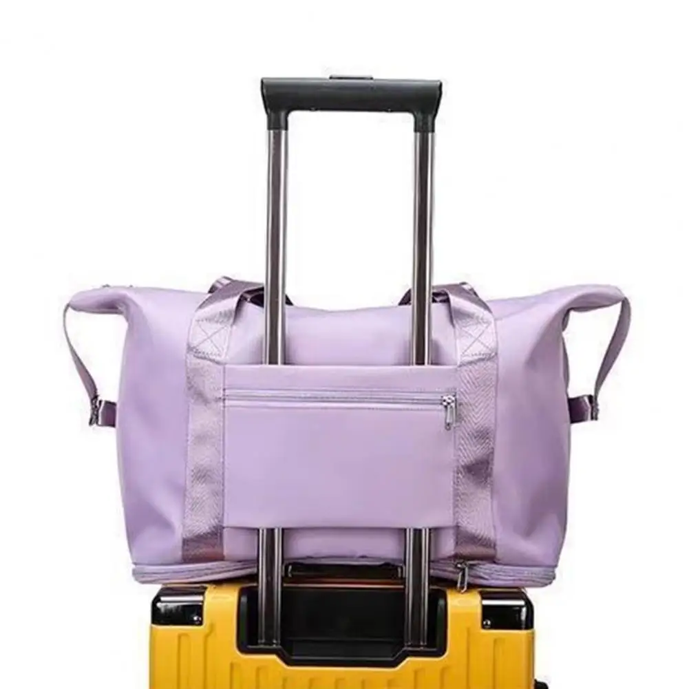 Bolsa de viaje de gran capacidad para mujer, bolsa de lona plegable con cierre de cremallera, parte inferior retráctil, costura firme, gran capacidad de carga, 20-35L