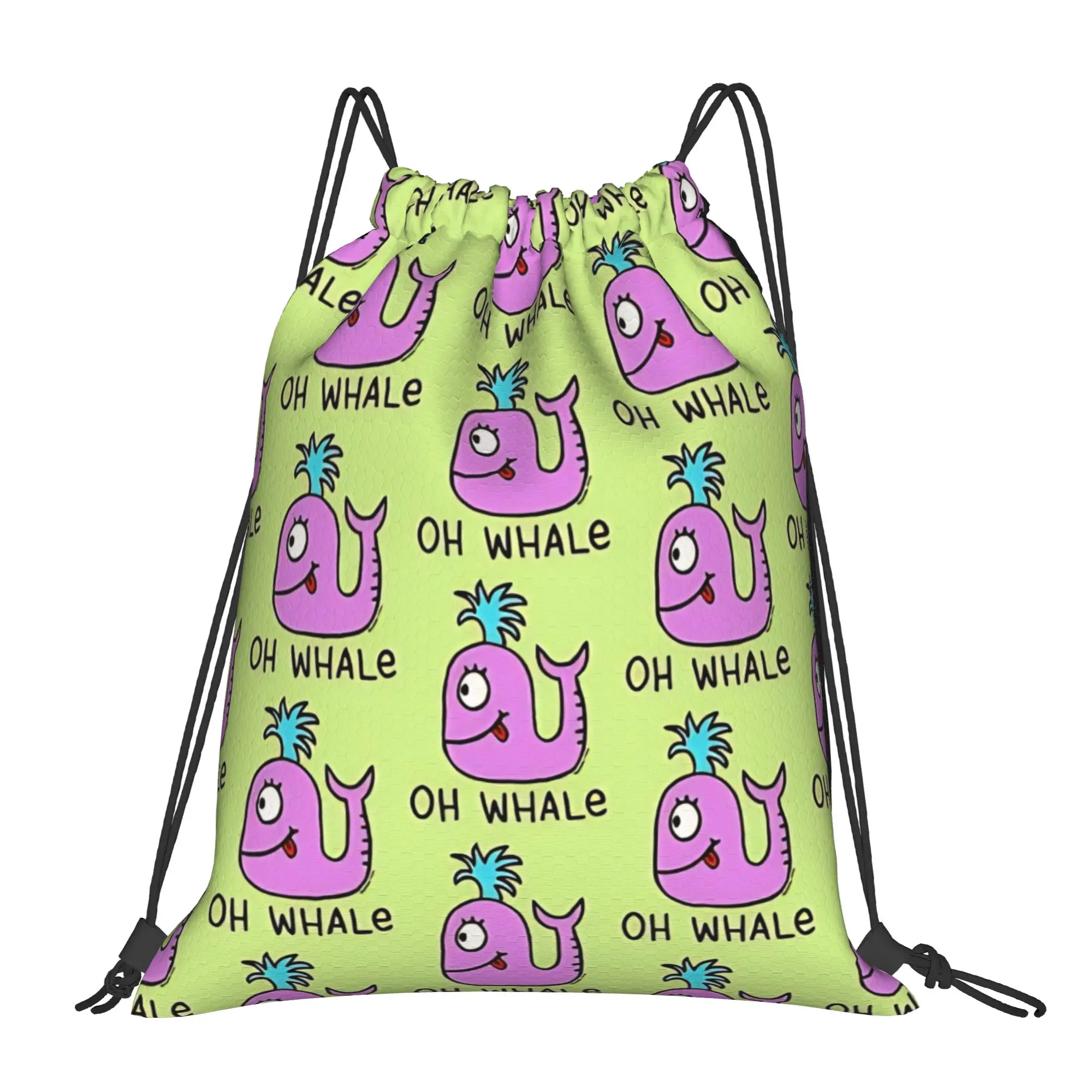 Pink Whales Cute Portable Sports Riding Gym Drawstring Storage Sporty Backpacks