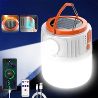 Portable solar camping light LED rechargeable 6-speed remote control flashlight outdoor barbecue tent hanging emergency light