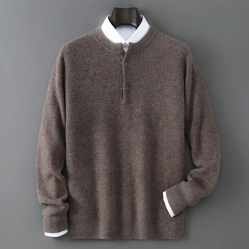 

Осень-зима, новый свитер из 100% шерсти, мужской модный пуловер с круглым вырезом, свободный и толстый теплый вязаный свитер с длинными рукавами