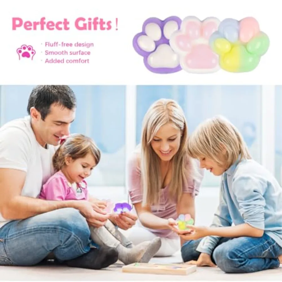 3 قطعة ألعاب ضغط مخلب القط لطيف اسفنجي بولي كلوريد الفينيل ألعاب حسية لتخفيف التوتر وتململ متعة مثالية للمراهقين المدمجة الفراء B