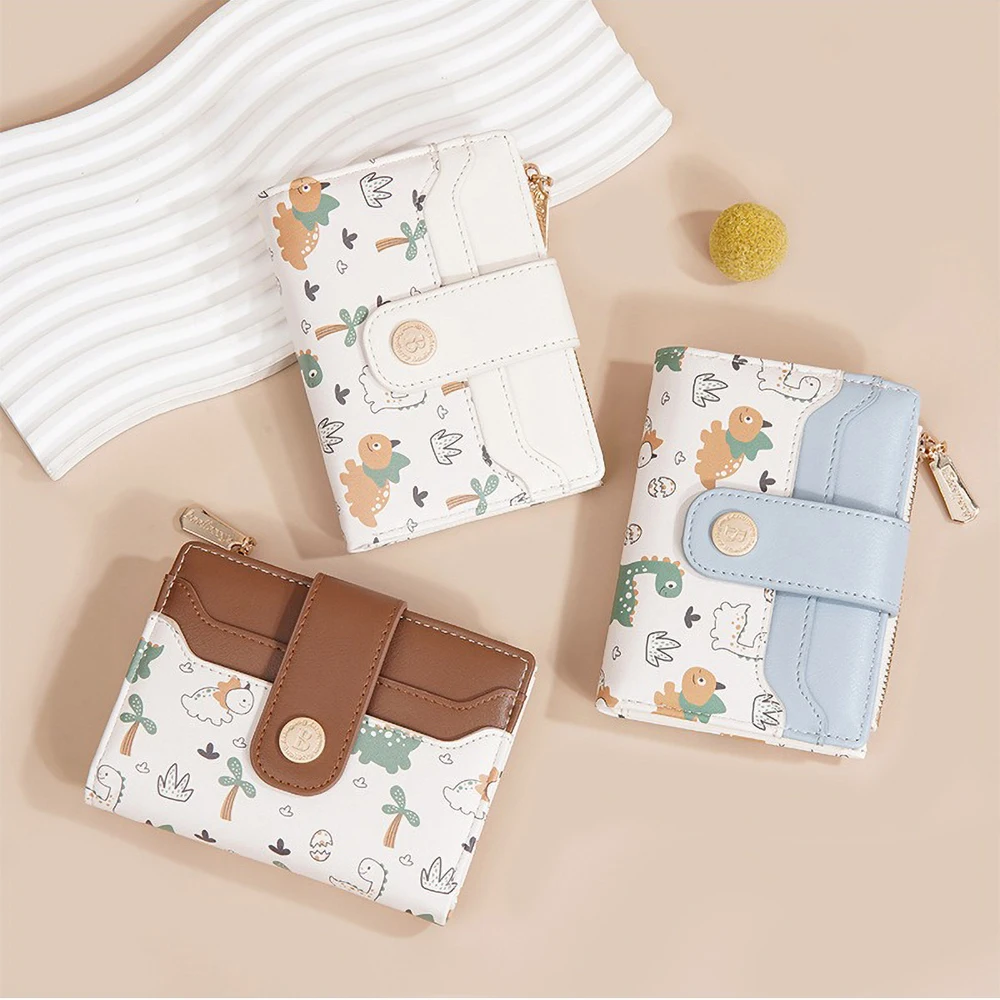 Portafoglio da donna con stampa simpatico cartone animato Baellerry Portafoglio corto in pelle PU con chiusura bifold di grande capacità per uso quotidiano Moda casual