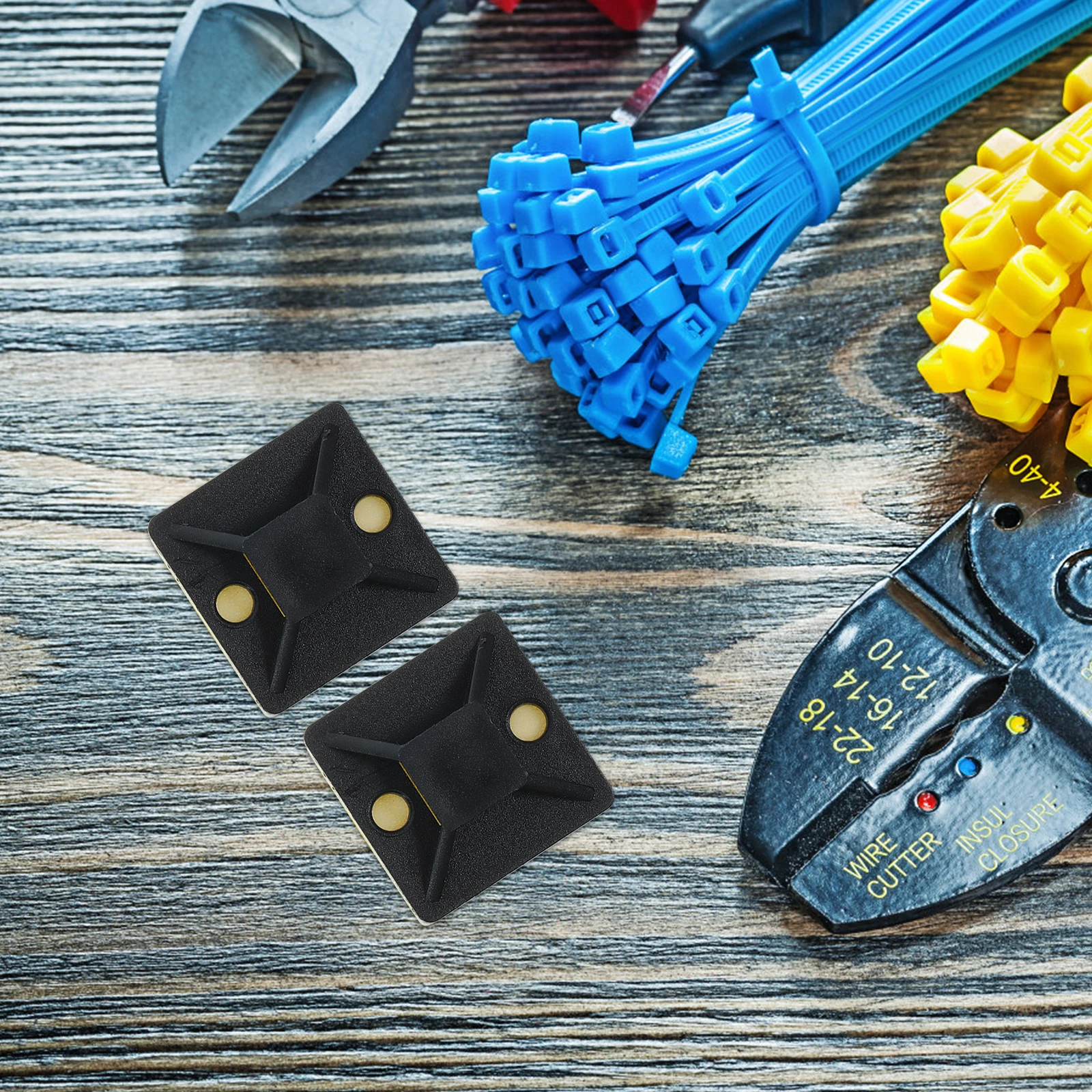 

100pcs Self Adhesive Wire Tie Downs Screw Hole Cable Tie Anchors Zip Wire Mount Holder Bracket Durable ABS Material