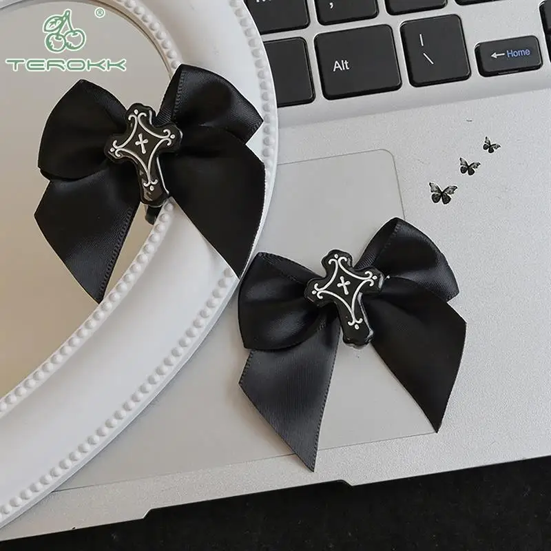 Halloween Black Bowknot Cross Hairpin Y2k Lolita Gothic Fashion Punk Hair Clips donna Party accessori per capelli decorazione regalo nuovo