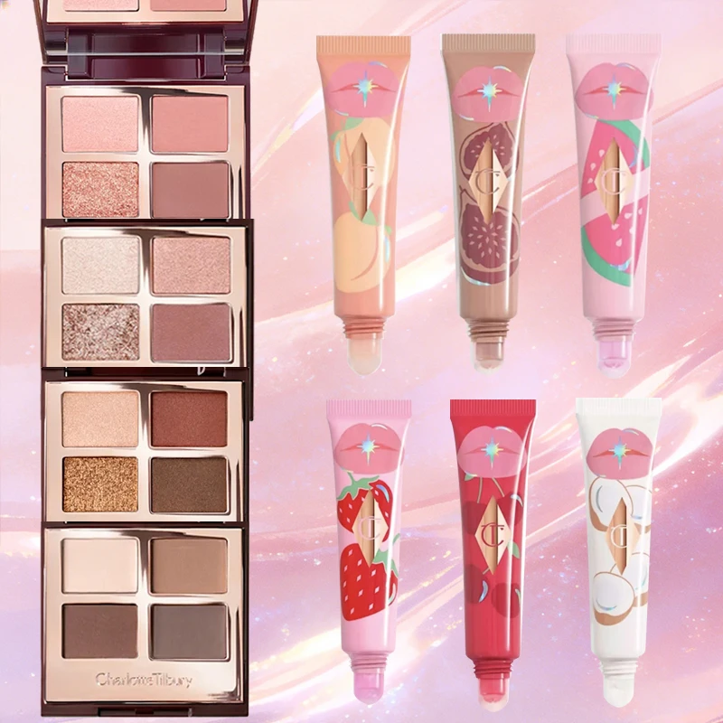 Sets de Maquillaje Charlotte Tilbury CT, Iluminadores, Bálsamo Labial, Paleta de Sombras de Ojos de 4 Colores, Brillo Labial, Set de Bálsamo Labial Pillow Talk de Larga Duración